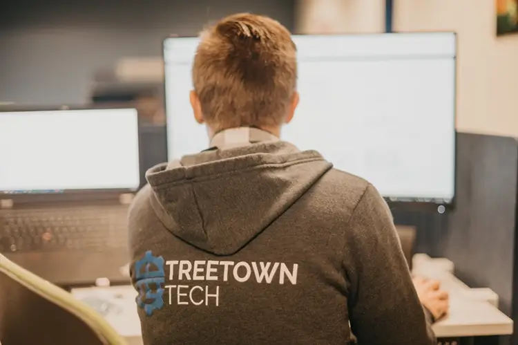 Treetown Tech employee working at computer
