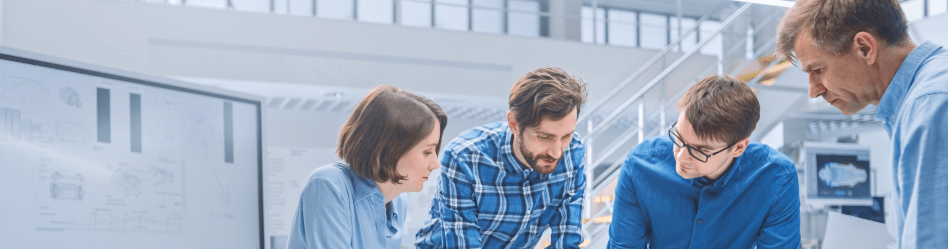 Group of engineers working on a product development prototype