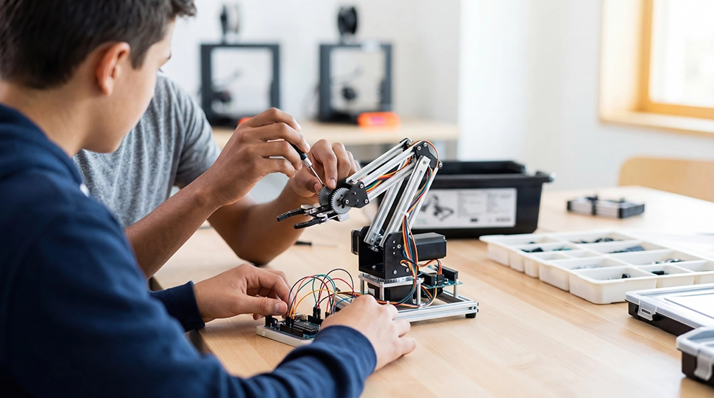 Cross-disciplinary engineering: mechanical and electrical engineers at the same workbench